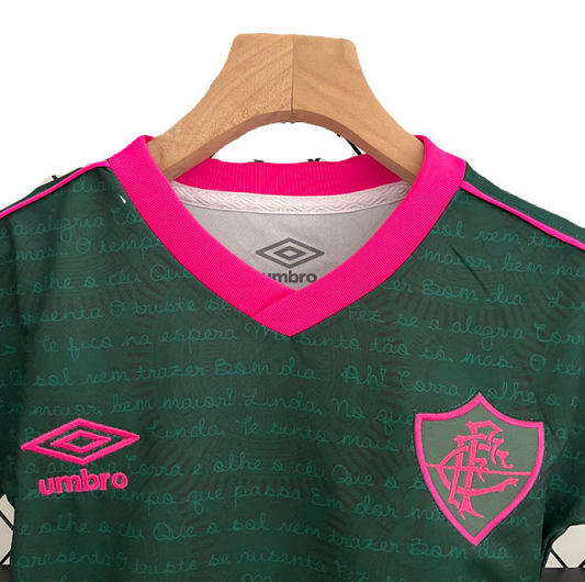 Conjunto Infantil Fluminense 23/24 Camisa e Shorts Verde e Rosa