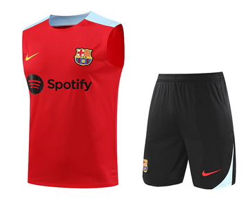 Kit Treino Barcelona - 24/25 Regata Vermelho e Short Preto