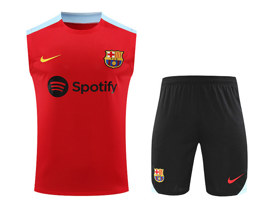 Kit Treino Barcelona - 24/25 Regata Vermelho e Short Preto